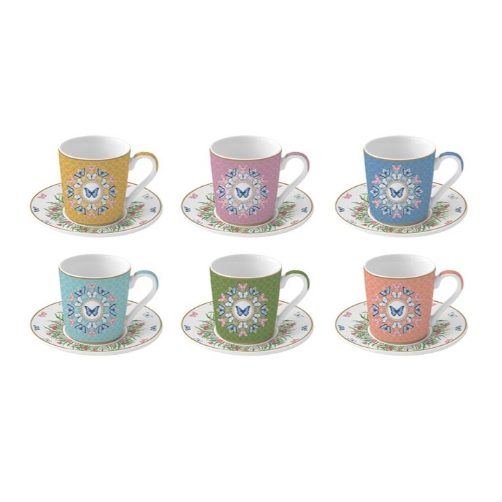 Set 6 Tazzine Caffè con Piattino SPAR